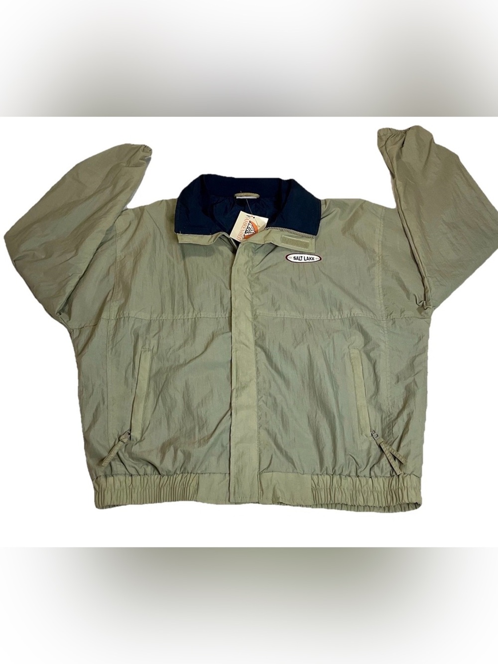 Vintage Fahrenheit Salt Lake City  Beige Nylon Jacket 90s  Mens Size Large